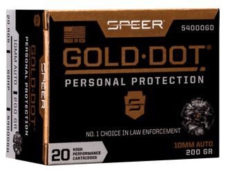Gold Dot Handgun Personal Protection, 10mm Auto, 200 Grain, Gold Dot Hollow Point, 1100 fps