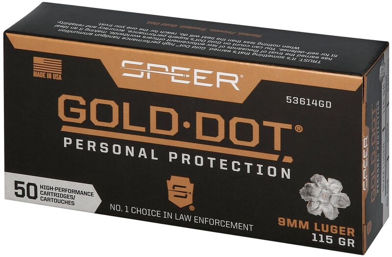 Gold Dot Handgun Personal Protection, 9mm Luger, 115 Grain, Gold Dot Hollow Point, 1210 fps