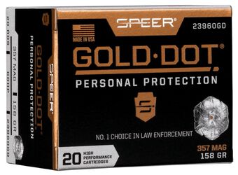 Gold Dot Handgun Personal Protection, 357 Magnum, 158 Grain, Gold Dot Hollow Point, 1235 fps