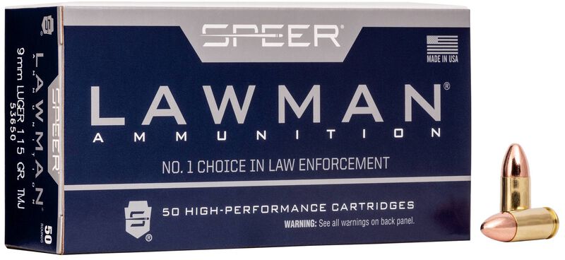 Lawman Handgun Training 9mm Luger Caliber Ammo - 50 Rounds of 115 Grain Weight Ammunition (53650)